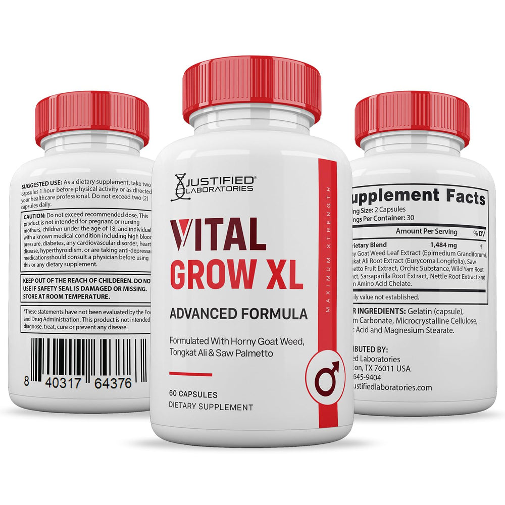 Justified Laboratories Vital Grow XL bottle on a calm morning routine setup