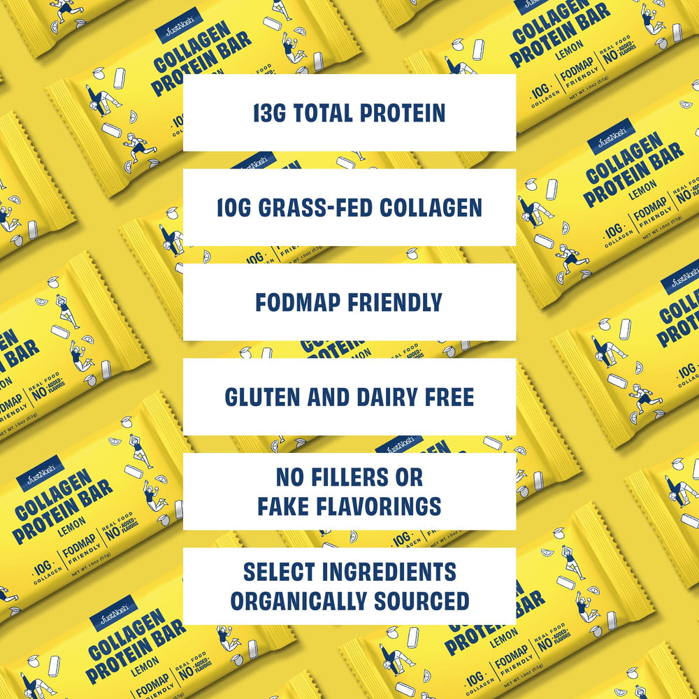 Seed oil free certification on JUSTNOSH Lemon Collagen Bar packaging
