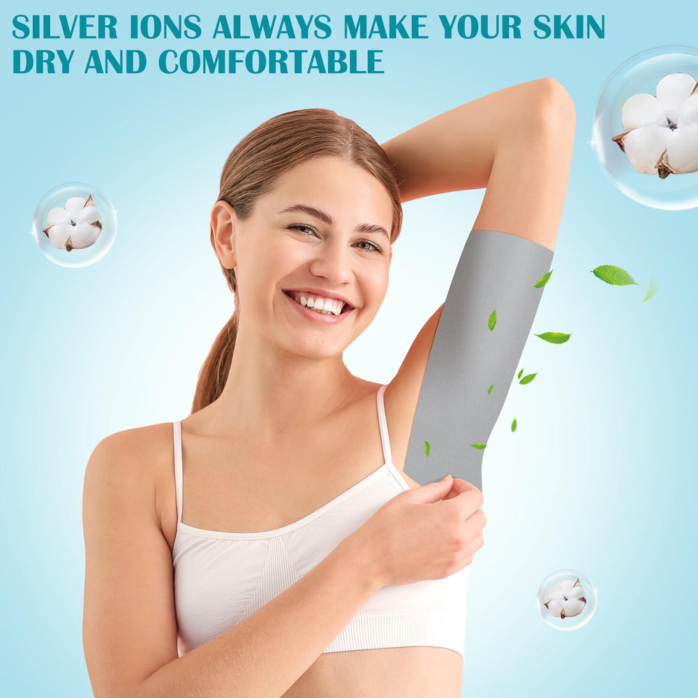 Jutom dry sheets shown for use under armpits, breasts, back and more
