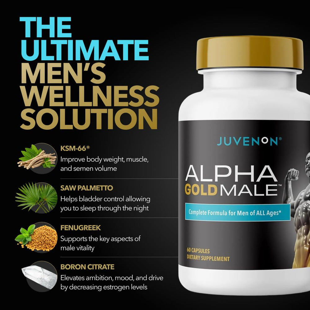 Juvenon Alpha Gold capsules arranged for daily vitality.