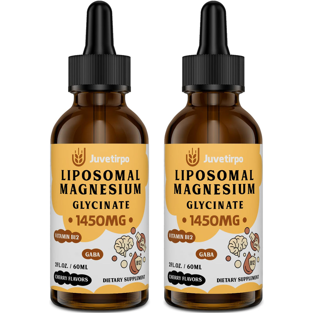 Juvetirpo Magnesium Glycinate liquid drops bottle with cherry flavor for sleep support.