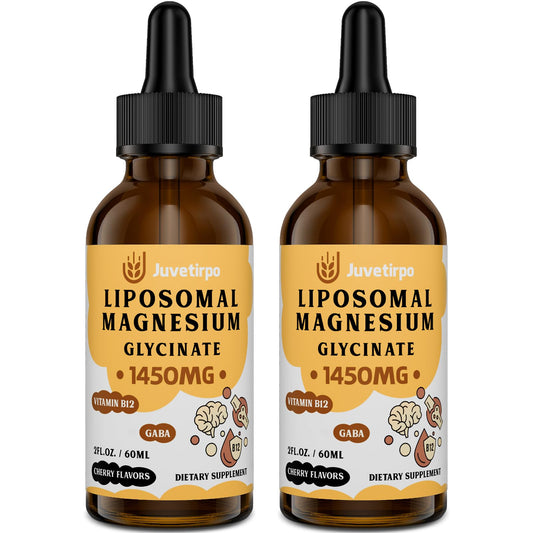 Juvetirpo Magnesium Glycinate liquid drops bottle with cherry flavor for sleep support.