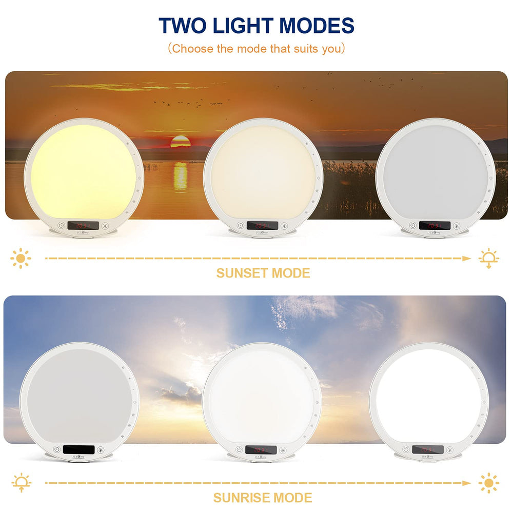 JUXLamp includes 10 built-in nature sounds for wake up or calm ambiance