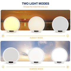 JUXLamp includes 10 built-in nature sounds for wake up or calm ambiance