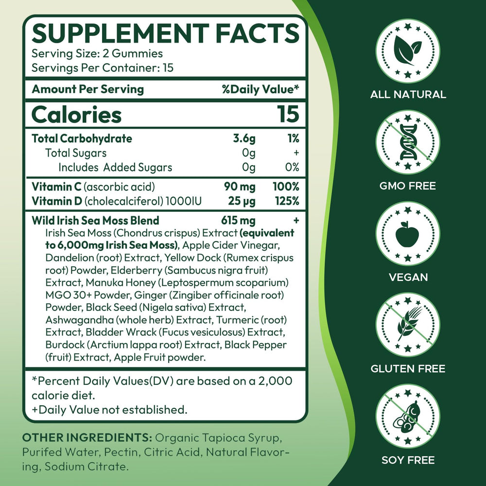 JUYIHEAL bottle with gummies featuring vibrant green apple flavor for convenient daily wellness.
