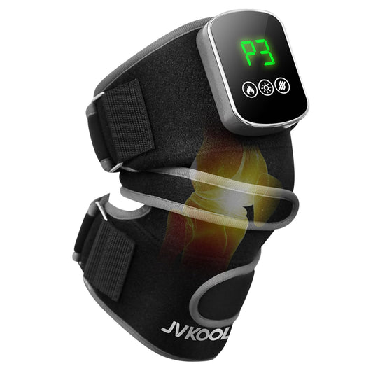 JVKOOL knee massager worn on knee delivers soothing warmth with targeted LED coverage