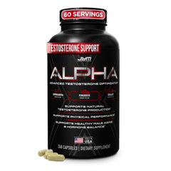 Alpha JYM X bottle front view shows a transparent label for clear ingredient disclosure.