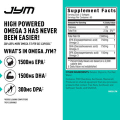 Nutrition label emphasizing 1500 mg DHA and 1500 mg EPA per serving