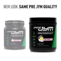 JYM Pre JYM Pink Lemonade tub label shows 30 servings.