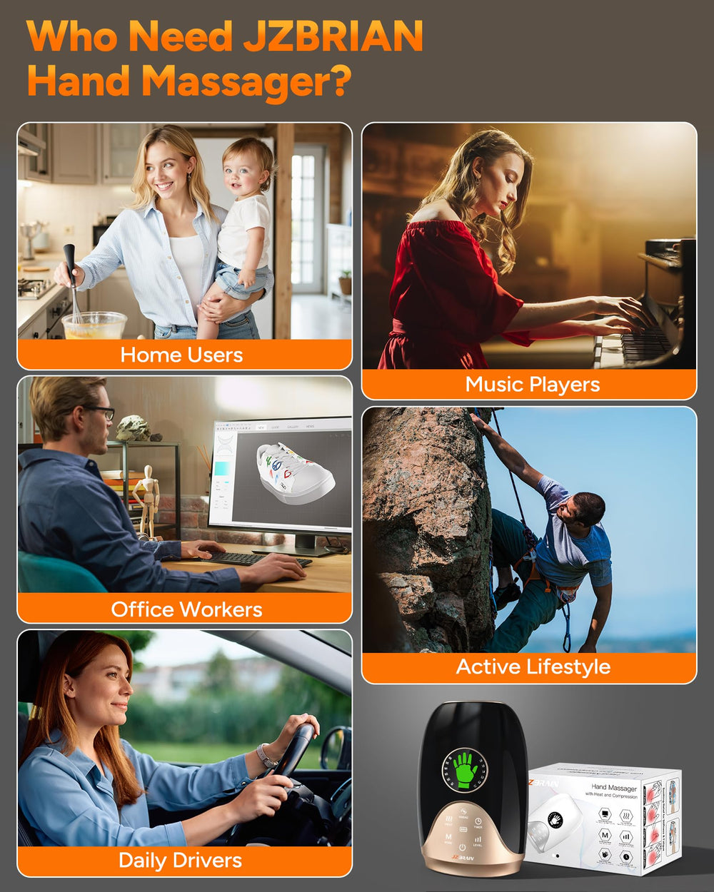 JZBRAIN two-heat-settings image presents warmth at 109°F and 118°F for soothing heat.