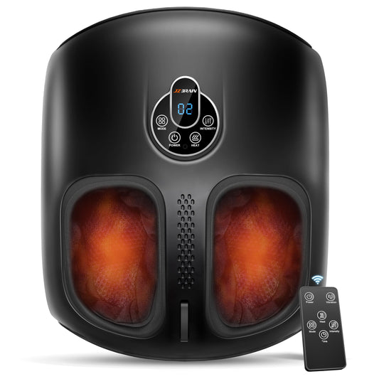 JZBRAIN shiatsu foot massager front view highlights compact design for home use and easy setup