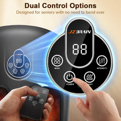 JZBRAIN massager shows heat settings for soothing warmth during sessions