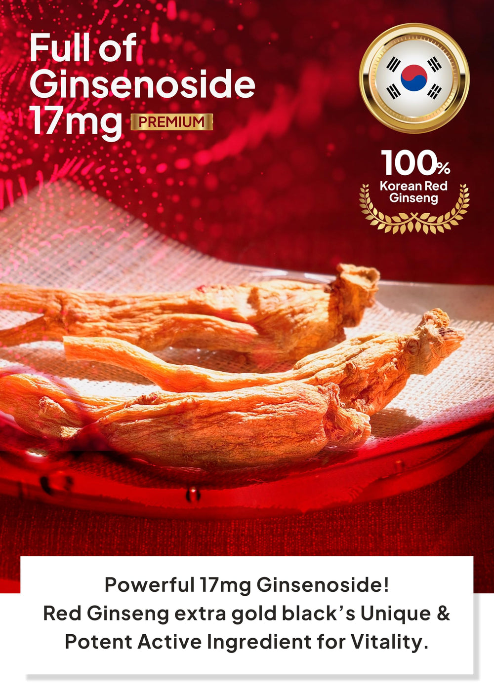 K Food Korean Food Sanglimwon Gold Black Stick contains 17mg ginsenosides per stick.