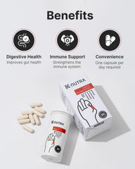 K-NUTRA Daily Synbiotic+ one daily capsule fits a busy lifestyle.