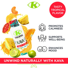 K Tropix Kava Shot Tropical Blast on-the-go pack in travel case