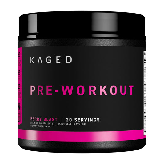 Kaged Original Pre Workout Berry Blast bottle for energy and focus during workouts.
