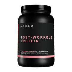 Kaged Post Workout Protein bottle in Strawberry Lemonade for post-workout recovery.