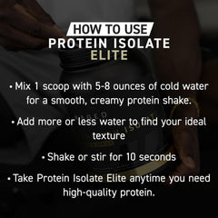 Kaged Protein Elite chocolate flavor powder mixing into creamy shake texture