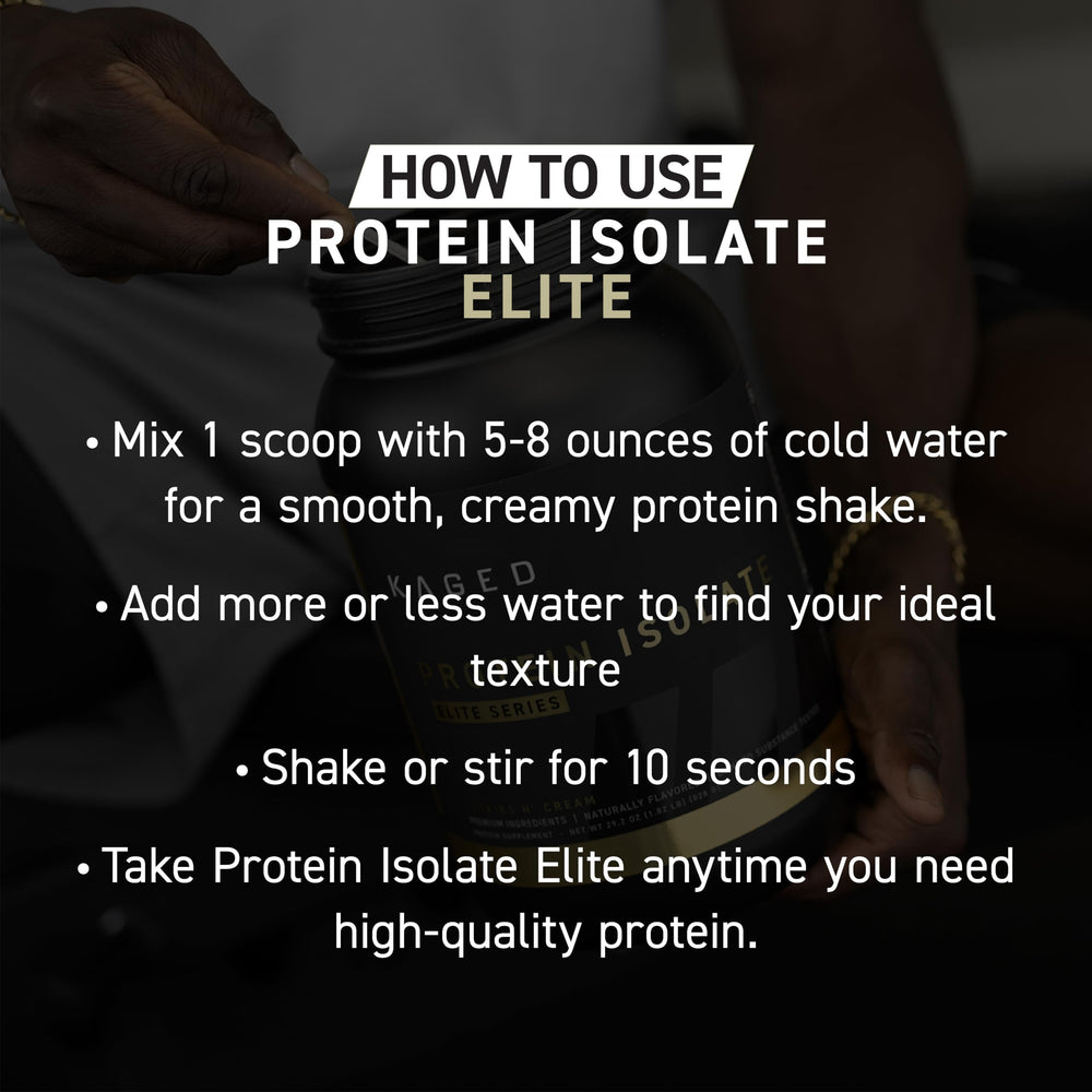 Kaged Whey Protein Isolate Elite 2 lb tub with scoop for convenient use