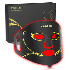 KAGEEN red light therapy face mask with 432 LEDs providing full-face coverage for a radiant look