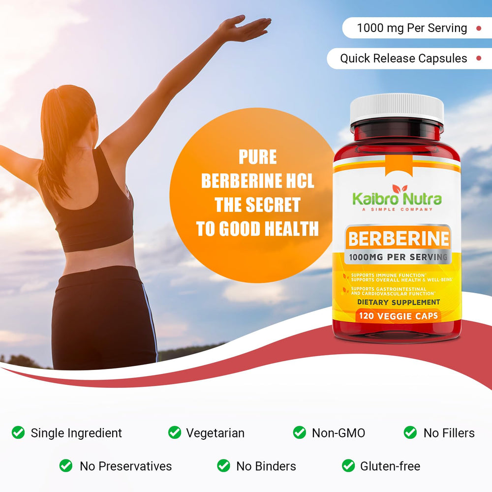 Kaibro Nutra Berberine label and packaging signaling purity and GMP standards.