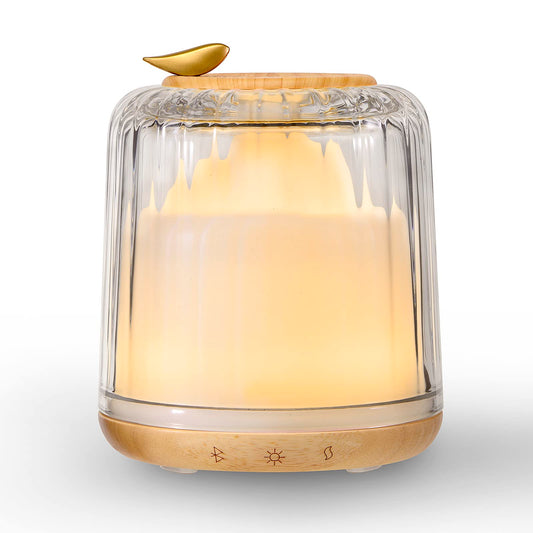 Kakoda glass dome diffuser with wood base for pure aroma diffusion at home.