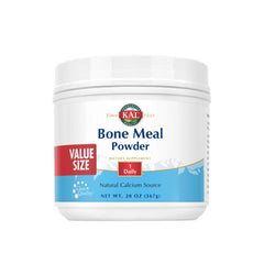 KAL Bone Meal Powder canister front view highlighting mineral content for bones