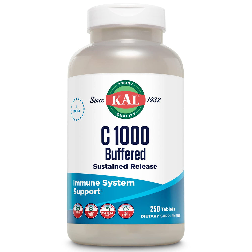 KAL C-1000 buffered tablets bottle front view showing packaging and size
