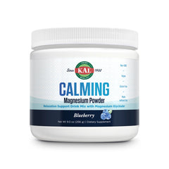 KAL Calming Magnesium Powder blueberry tub promotes relaxation and daily calm.