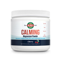 KAL Calming Magnesium Powder cherry flavor bottle promotes relaxation and daily balance
