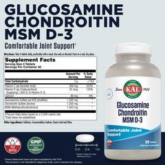 KAL Glucosamine Chondroitin MSM D-3 bottle pour demonstrates easy daily use
