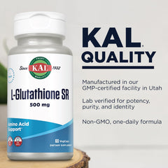 KAL L-Glutathione SR lab test result seal indicating quality control.