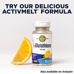 KAL L-Glutathione SR usage scene with capsules ready for daily routine.