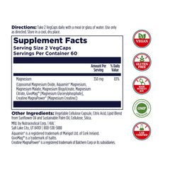 Close-up of the KAL Magnesium Complex 7 label highlighting seven forms for a full-spectrum mineral profile.