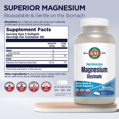 KAL Magnesium Glycinate ActivGels softgels close-up highlighting smooth texture
