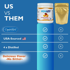 KALA HEALTH MSMPure bottle label emphasizes USA-made quality and safety.