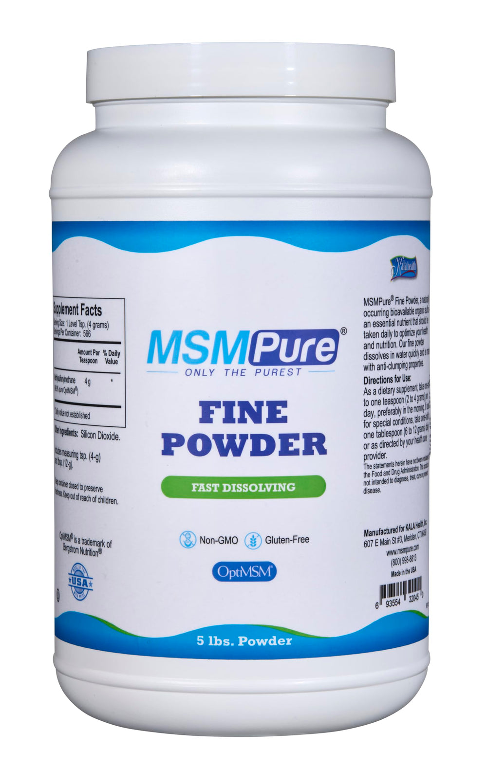 KALA HEALTH MSMPure bottle showcasing a US-made MSM supplement for joint support.