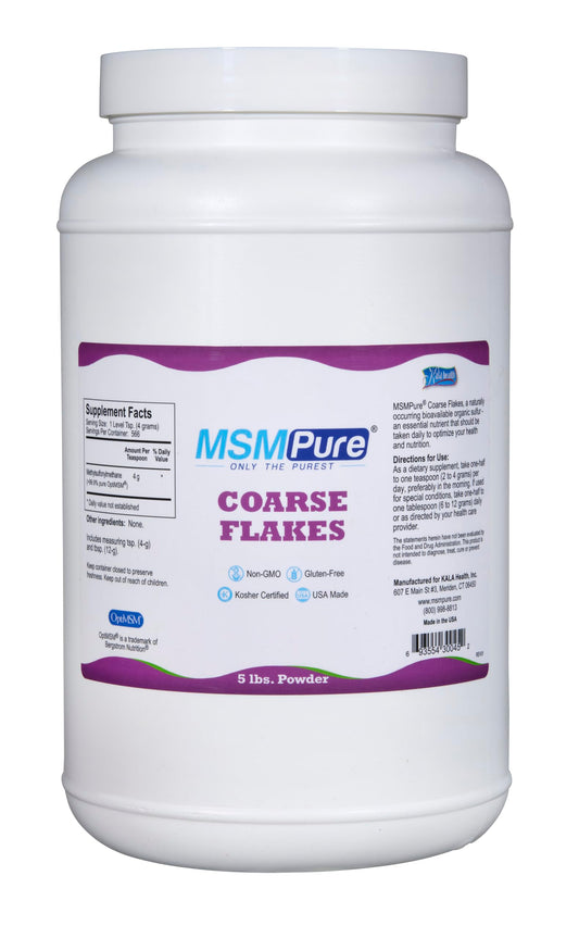 KALA HEALTH MSMPure coarse MSM powder in a jar supports daily joint comfort.