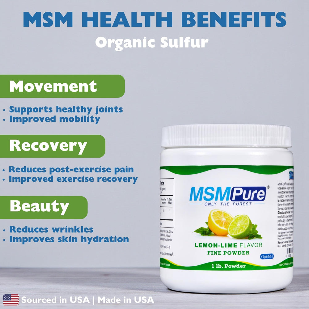 Fine MSMPure powder dissolving in water for easy hydration