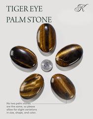 KALIFANO Tiger Eye palm stone in natural variation showcases one-of-a-kind beauty and energy.