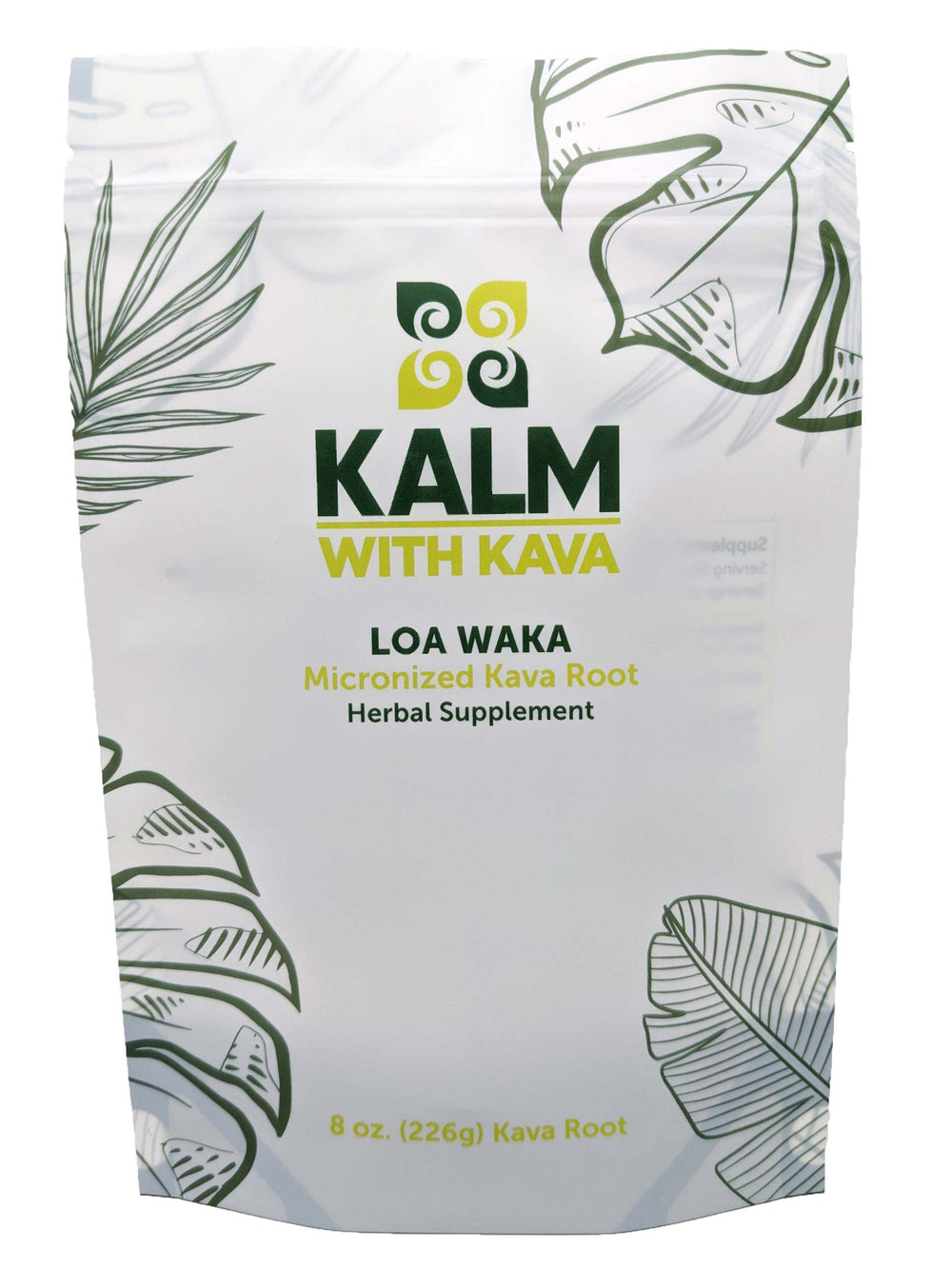 KALM Kava Loa Waka packaging showing premium noble kava for relaxation