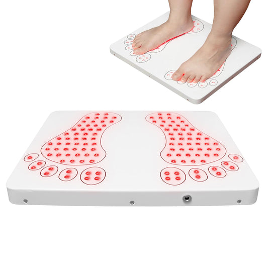 Kaltagled 850nm infrared foot panel in use on feet for at-home comfort.