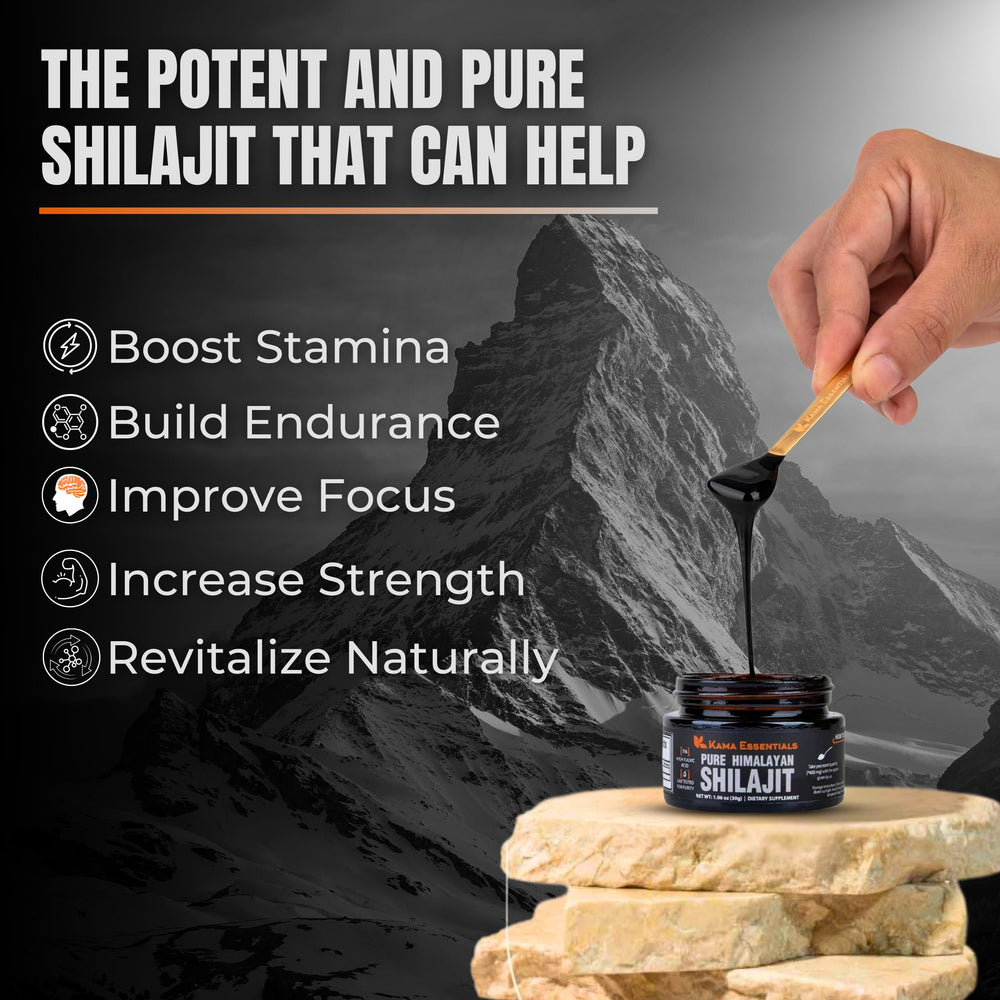 Kama Essentials lab-tested Shilajit Resin for purity and safety