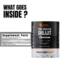 Kama Essentials Shilajit Resin with measuring spoon for precise dosing