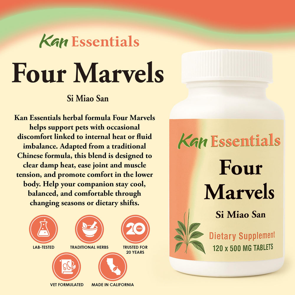 Close-up of Kan Herb Four Marvels tablets for easy daily use