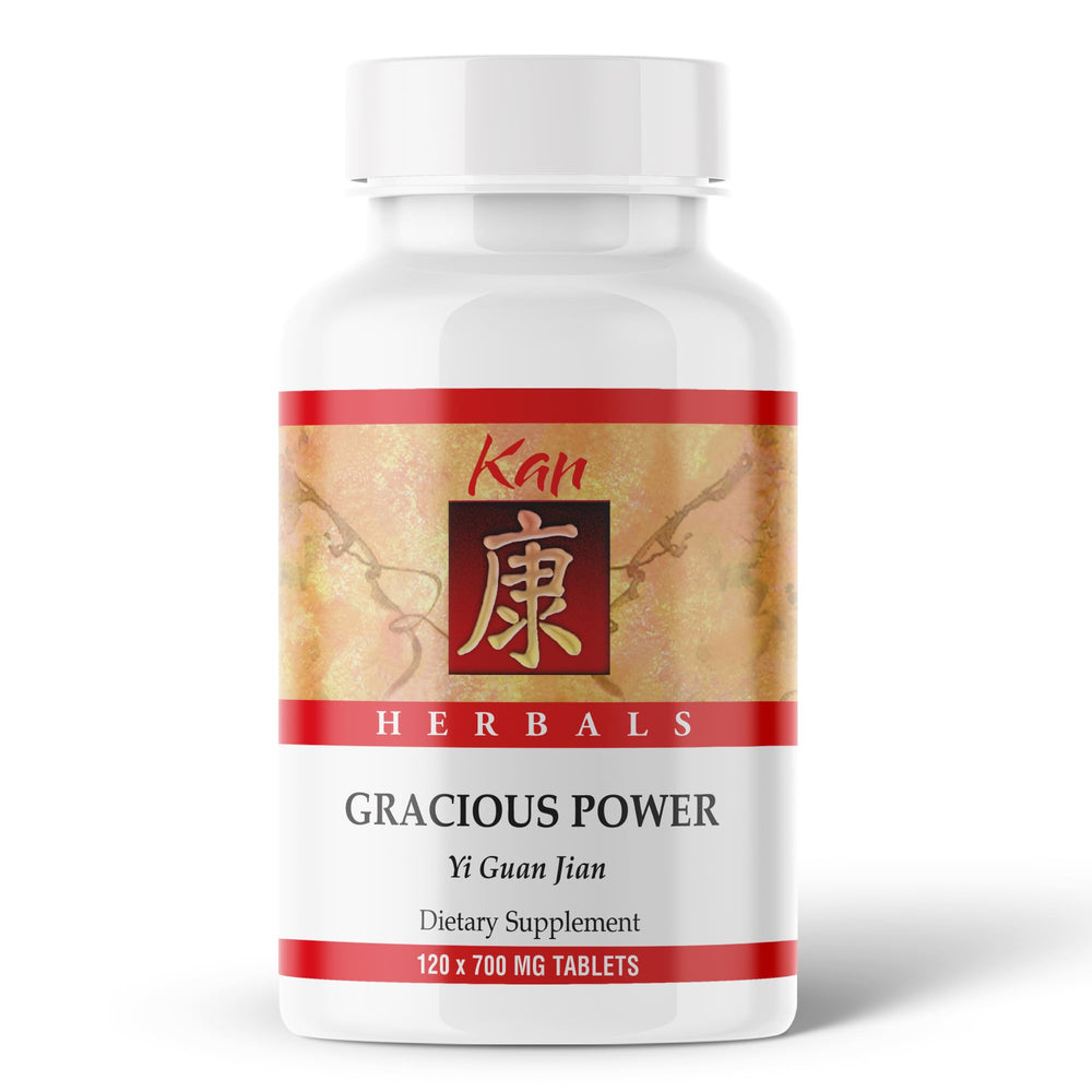 Kan Herbals Gracious Power bottle highlights traditional blend for daily balance and calm.