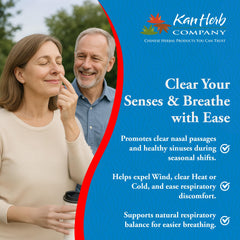 Daily-use scene with Kan Herbs Bi Yan Pian suggesting a simple breathing routine.
