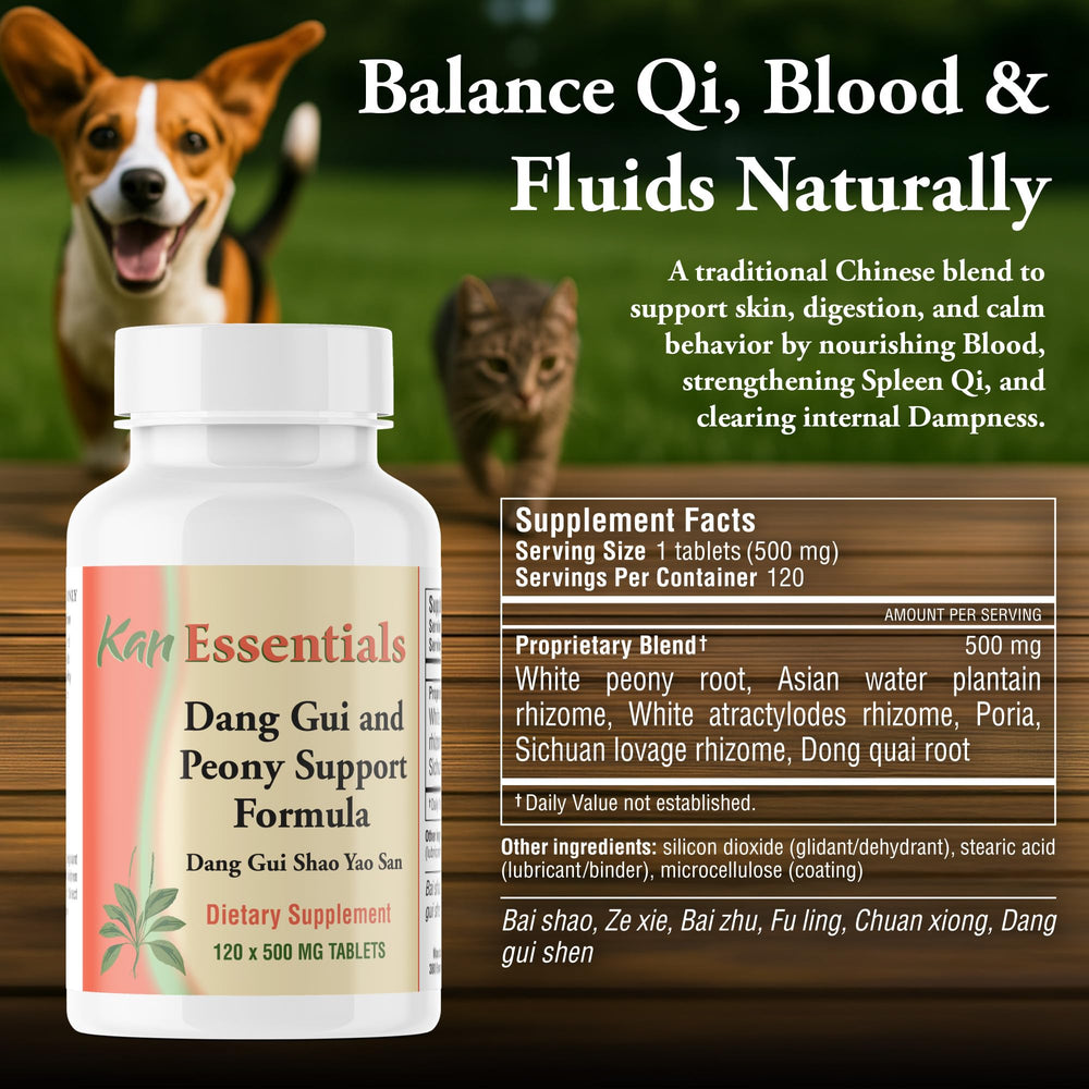 Kan Herbs Essentials blend promoting calm and balanced energy in pets.