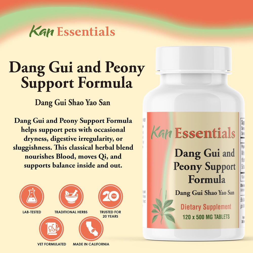 Kan Herbs Essentials pet blend supporting comfortable digestion in animals.