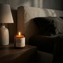 Label detail of Kanobi Candle Co Vanilla & Sandalwood highlighting premium craftsmanship